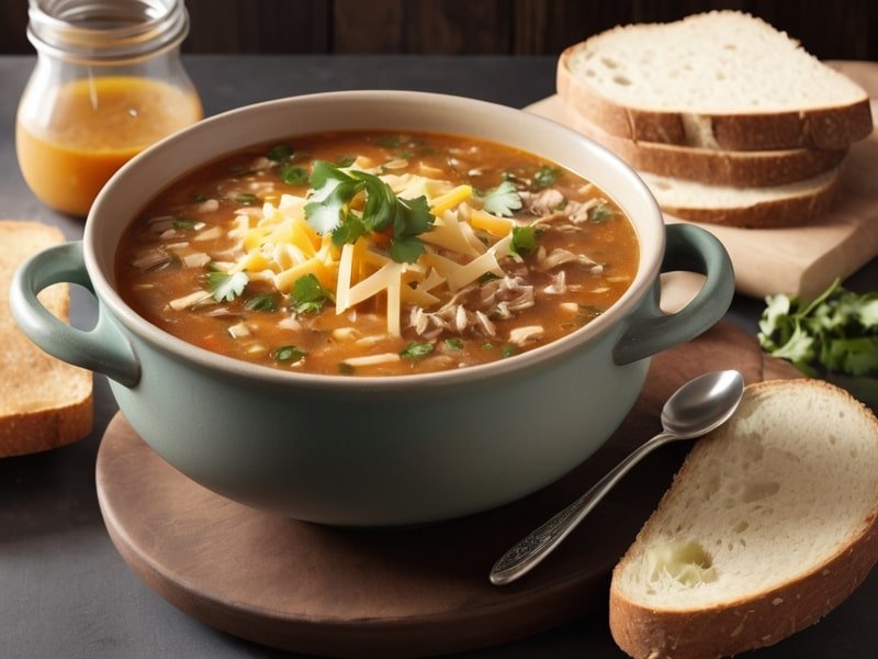 Cowboy Soup served in a bowl with fresh cilantro garnish, paired with crusty bread (2)