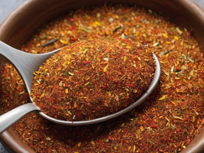 Close-up of Hillbilly Fish Seasoning in a bowl with a spoon (1)