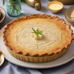 Delicious Passover potato pie served on a festive table for the holiday, with crispy golden edges and matzah (1)