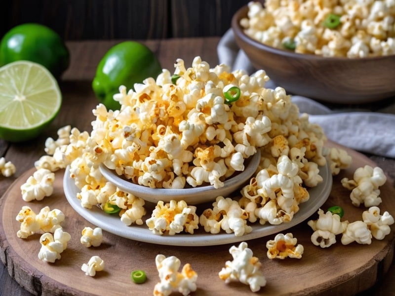 Jalapeño Popcorn topped with melted cheddar cheese and lime zest (1)