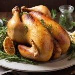 Perfectly roasted chicken brined to perfection, showcasing juicy, tender chicken texture with fresh herbs (2)
